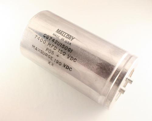 Picture of CG742U150G1 MALLORY 7,400uF 150V Aluminum Electrolytic Large Can Computer Grade capacitor